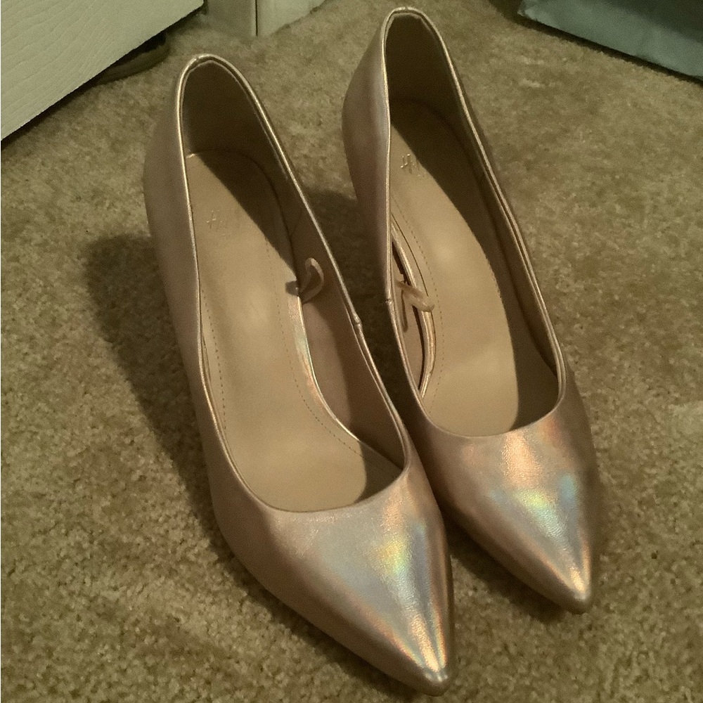 H&M Pink Iridescent Pointed Toe Heels